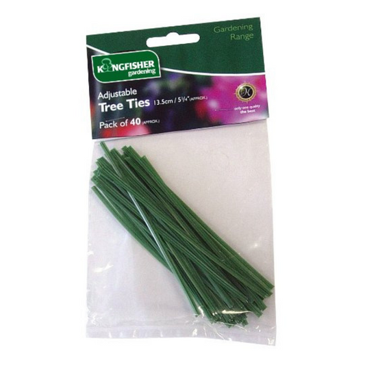 Kingfisher Adjustable Tree/ Plant Ties - Green (Pack of 40)